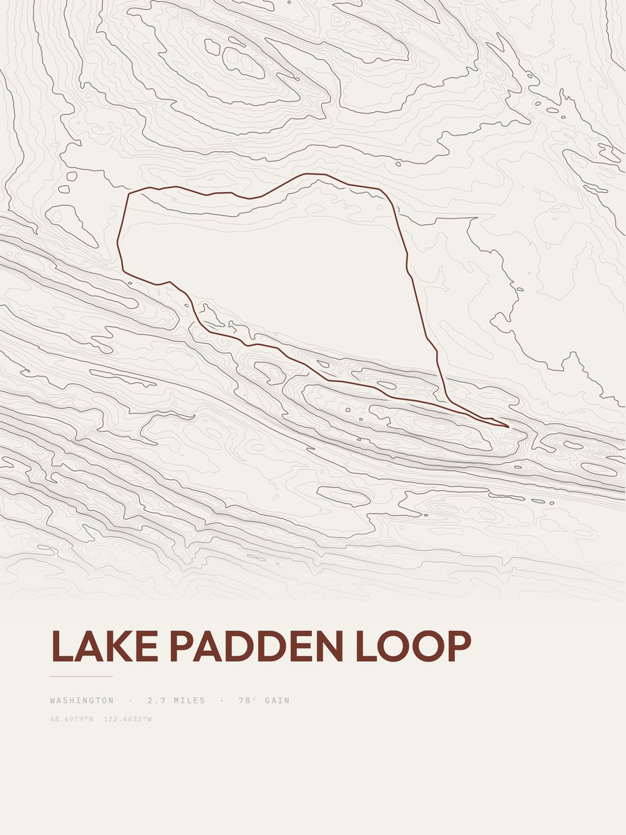Lake Padden Loop topographic trail print
