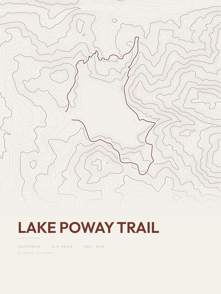 Lake Poway Trail Topographic print