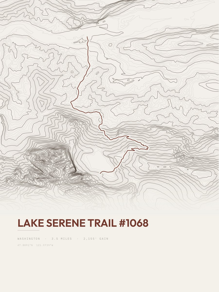 Lake Serene Trail topographic trail print