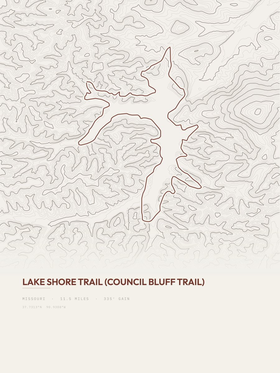 Lake Shore Trail topographic trail print