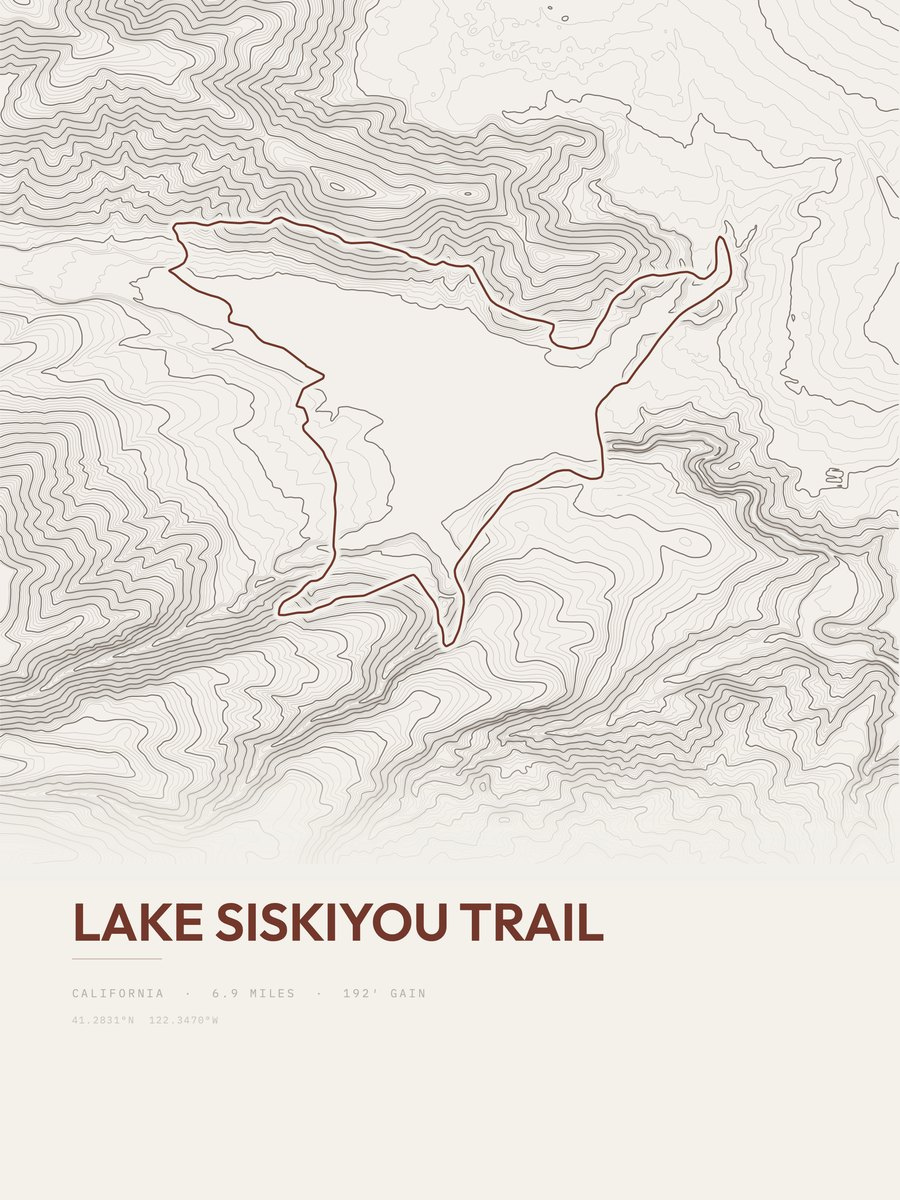 Lake Siskiyou Trail topographic trail print