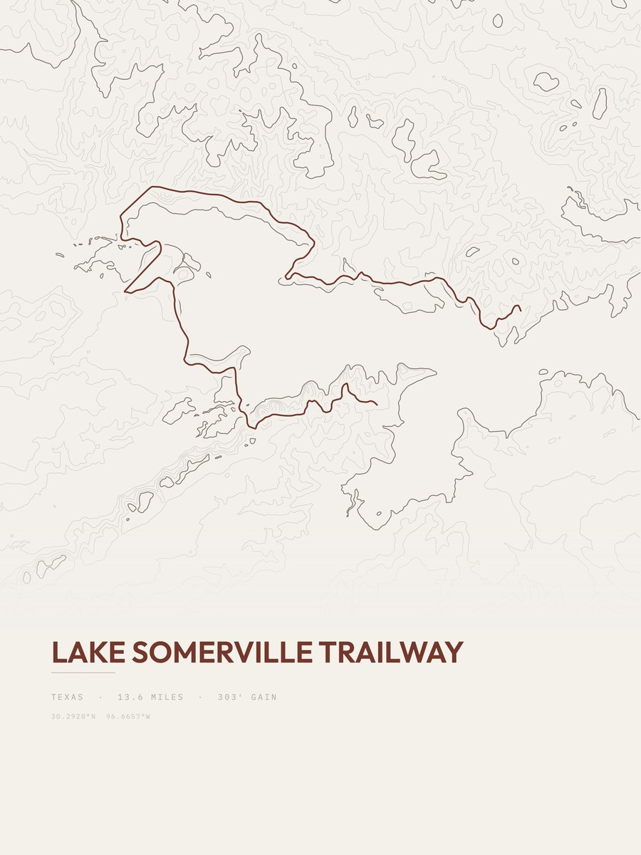 Lake Somerville Trailway Topographic print