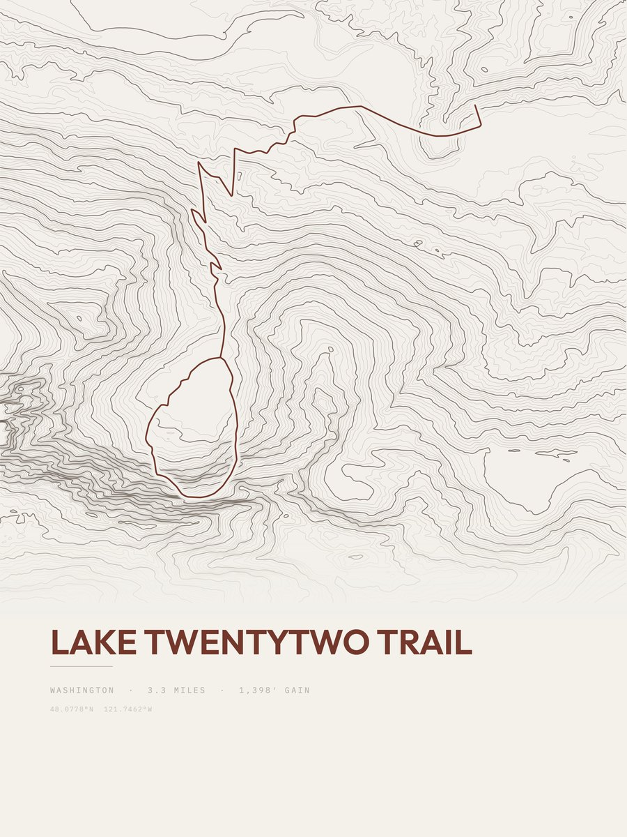 Lake TwentyTwo Trail Topographic print