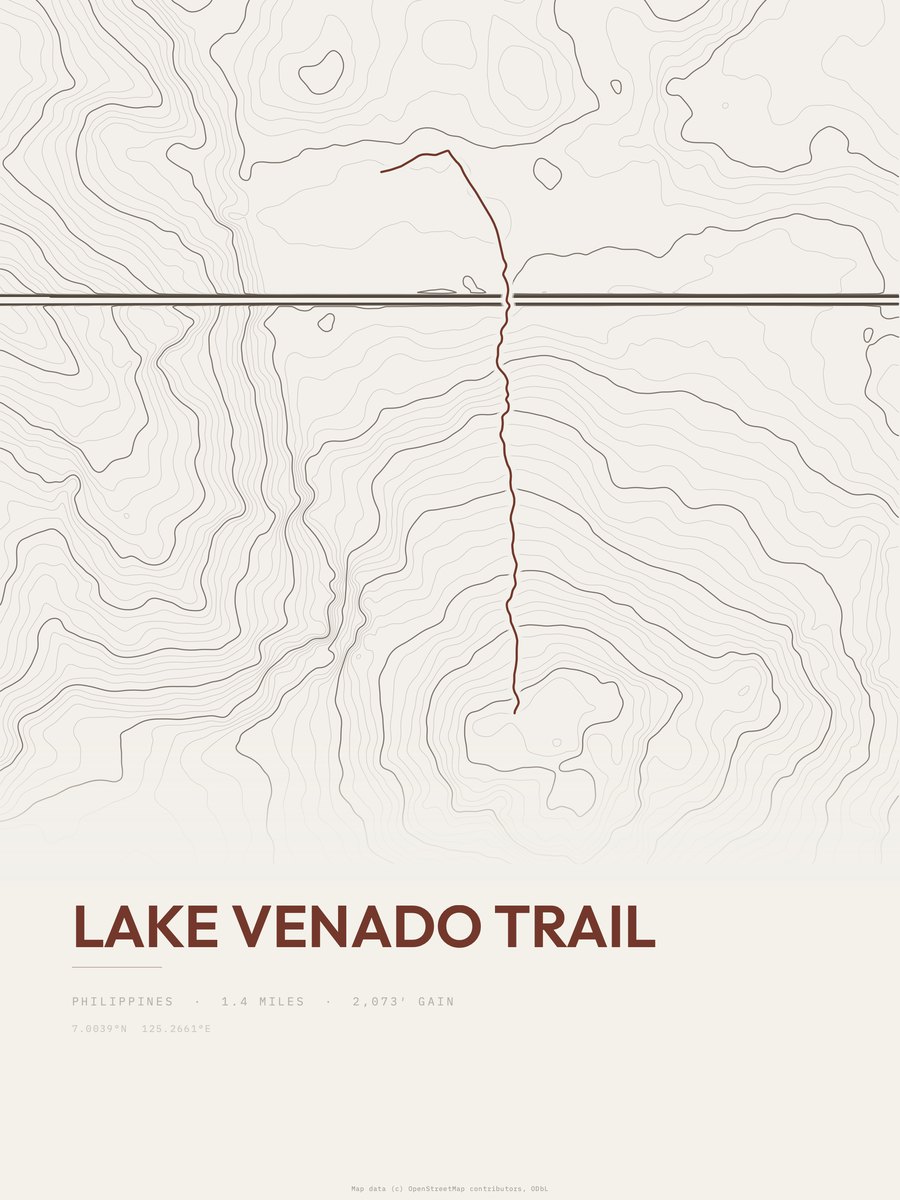 Lake Venado Trail topographic trail print