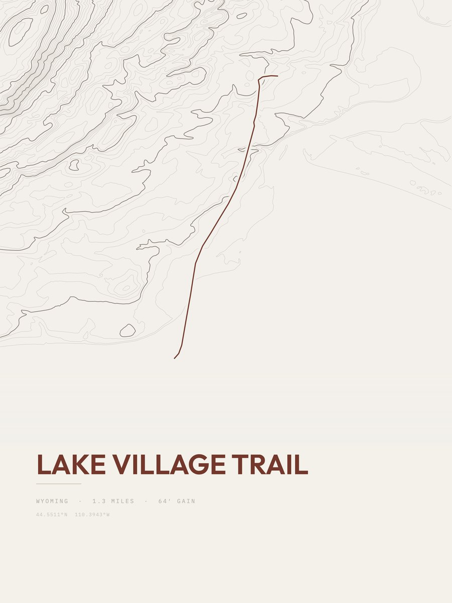 Lake Village Trail topographic trail print