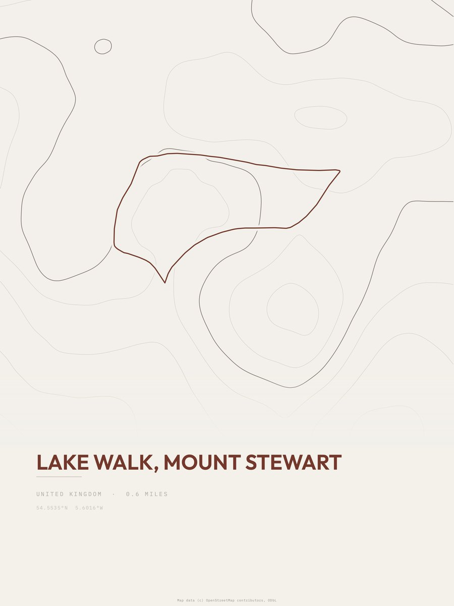 Lake Walk topographic trail print