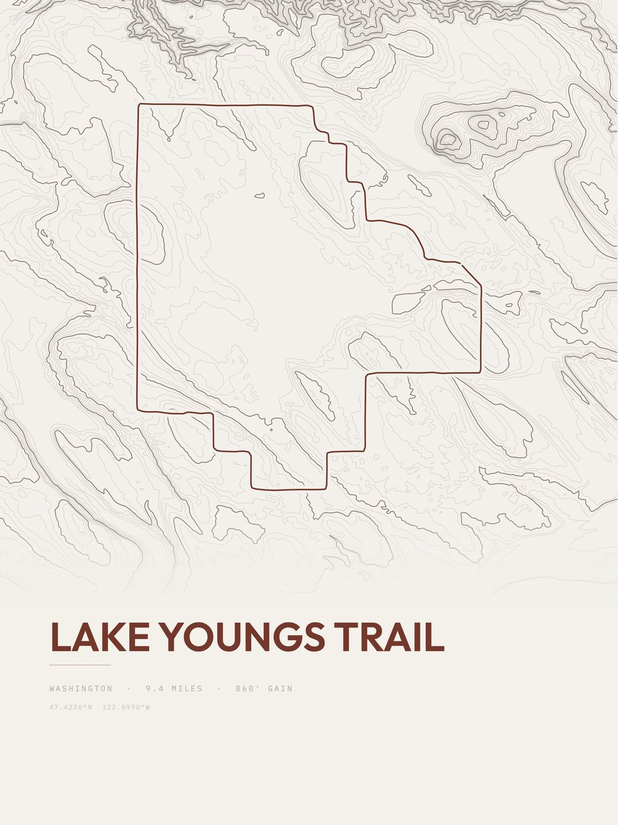 Lake Youngs Trail Topographic print
