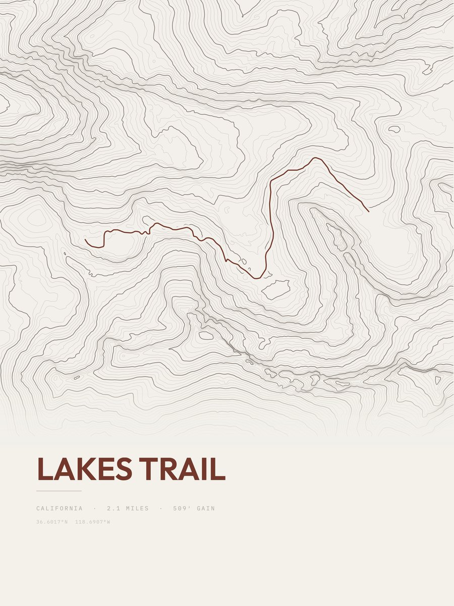 Lakes Trail Topographic print