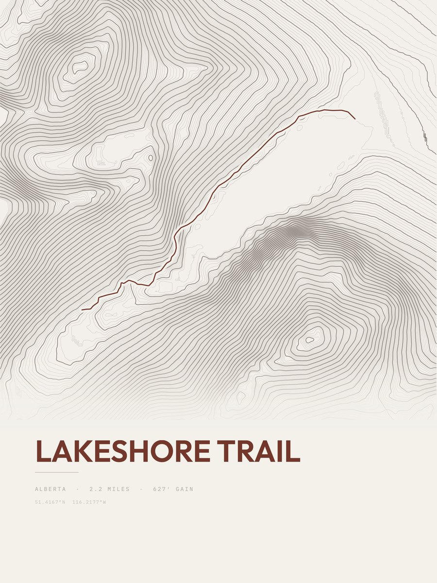 Lakeshore Trail Topographic print