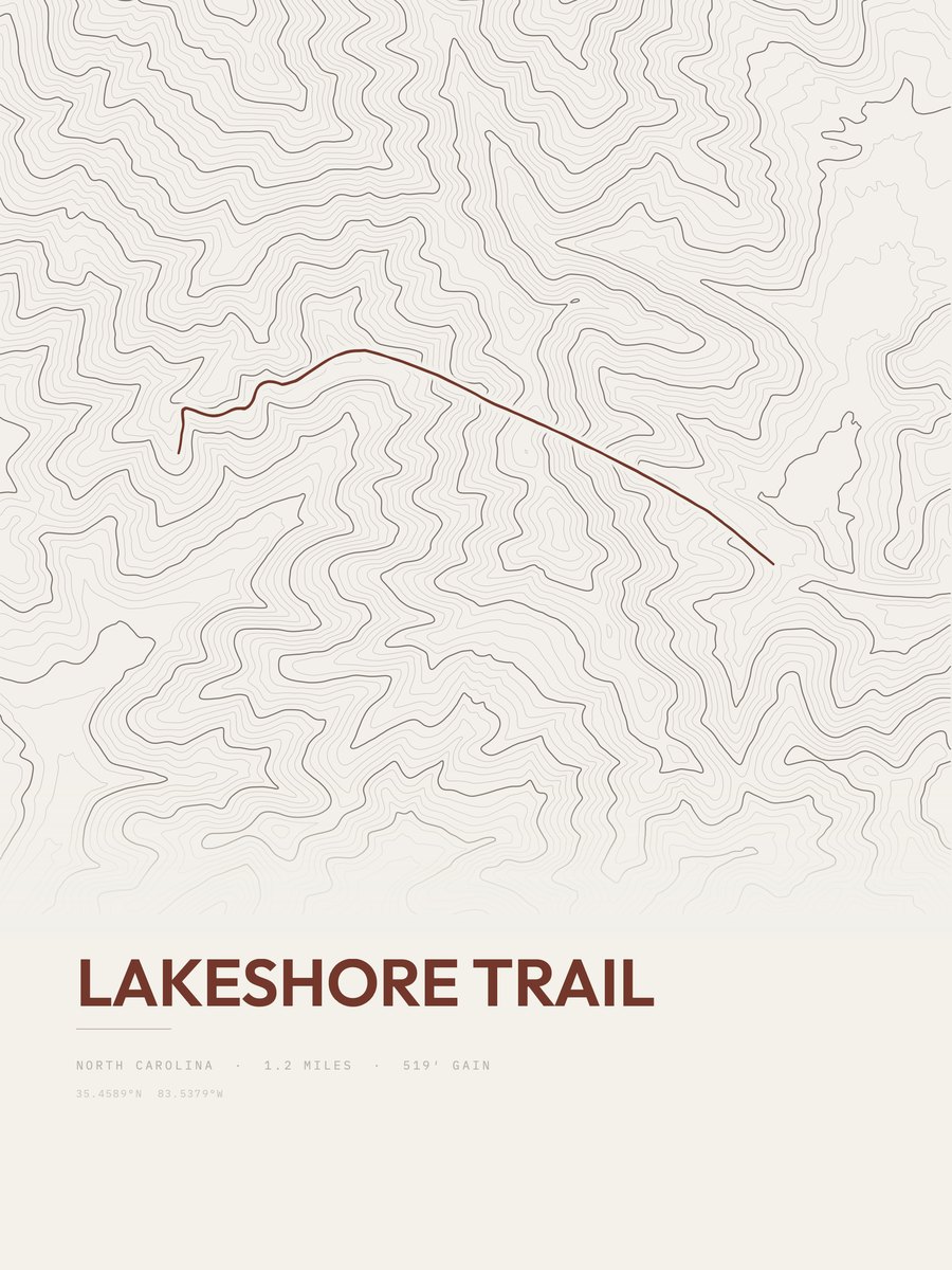 Lakeshore Trail Topographic print