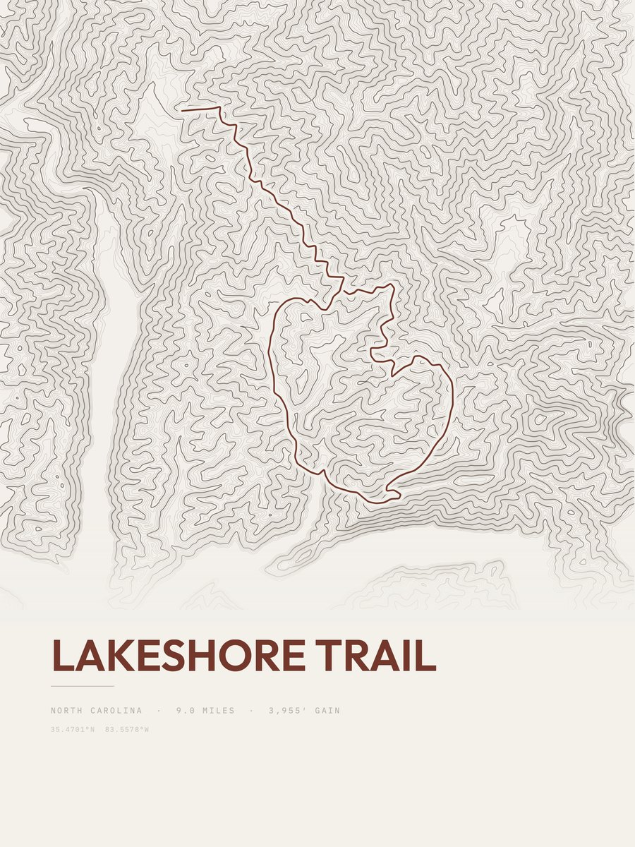 Lakeshore Trail topographic trail print
