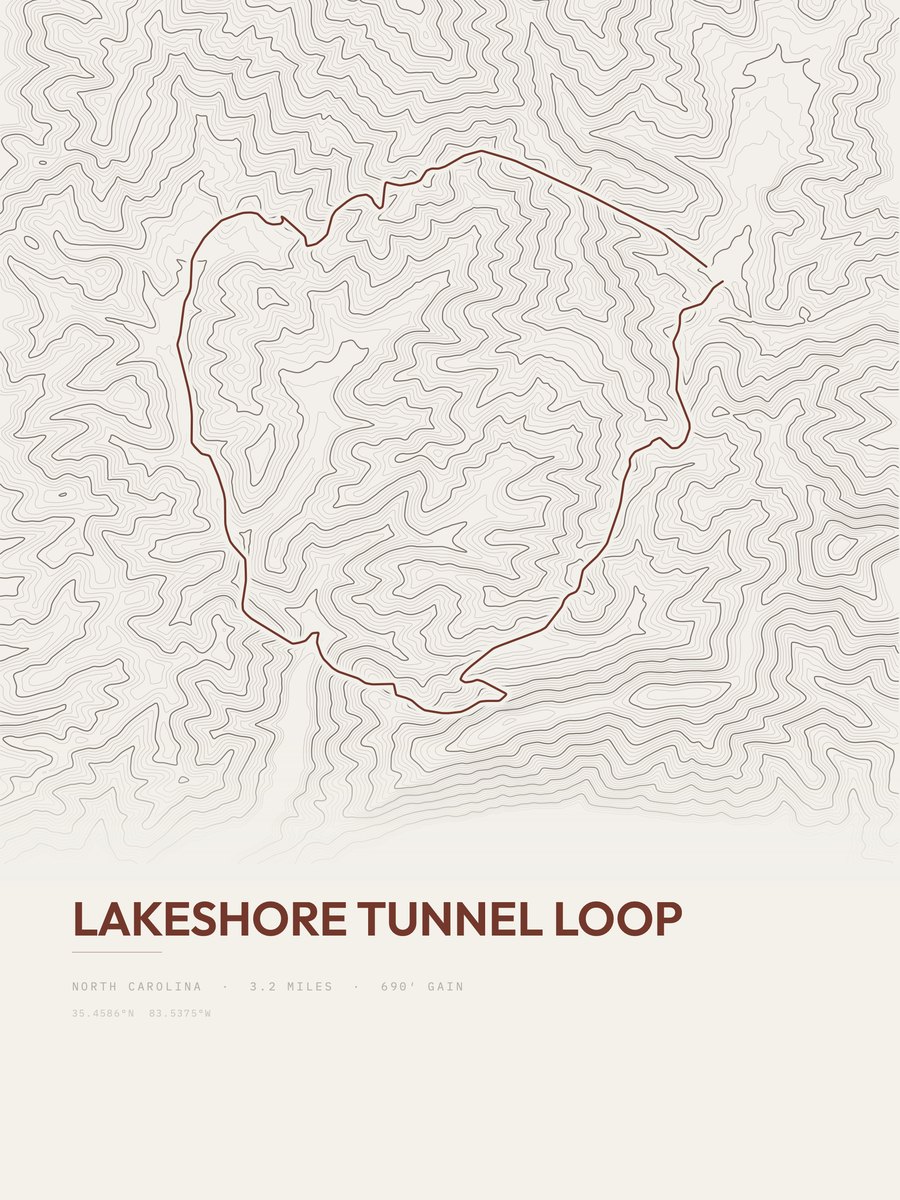 Lakeshore Tunnel Loop topographic trail print