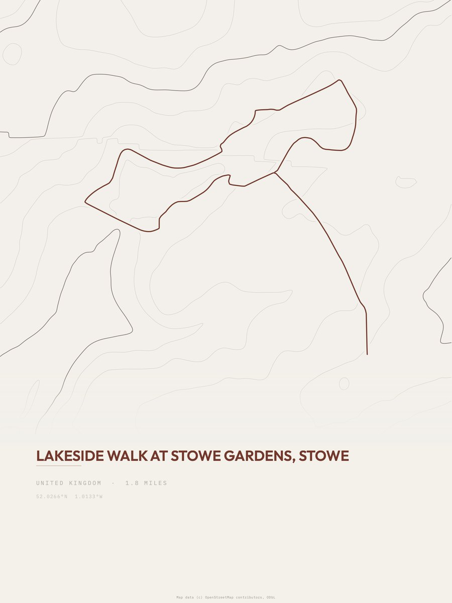 Lakeside Walk topographic trail print