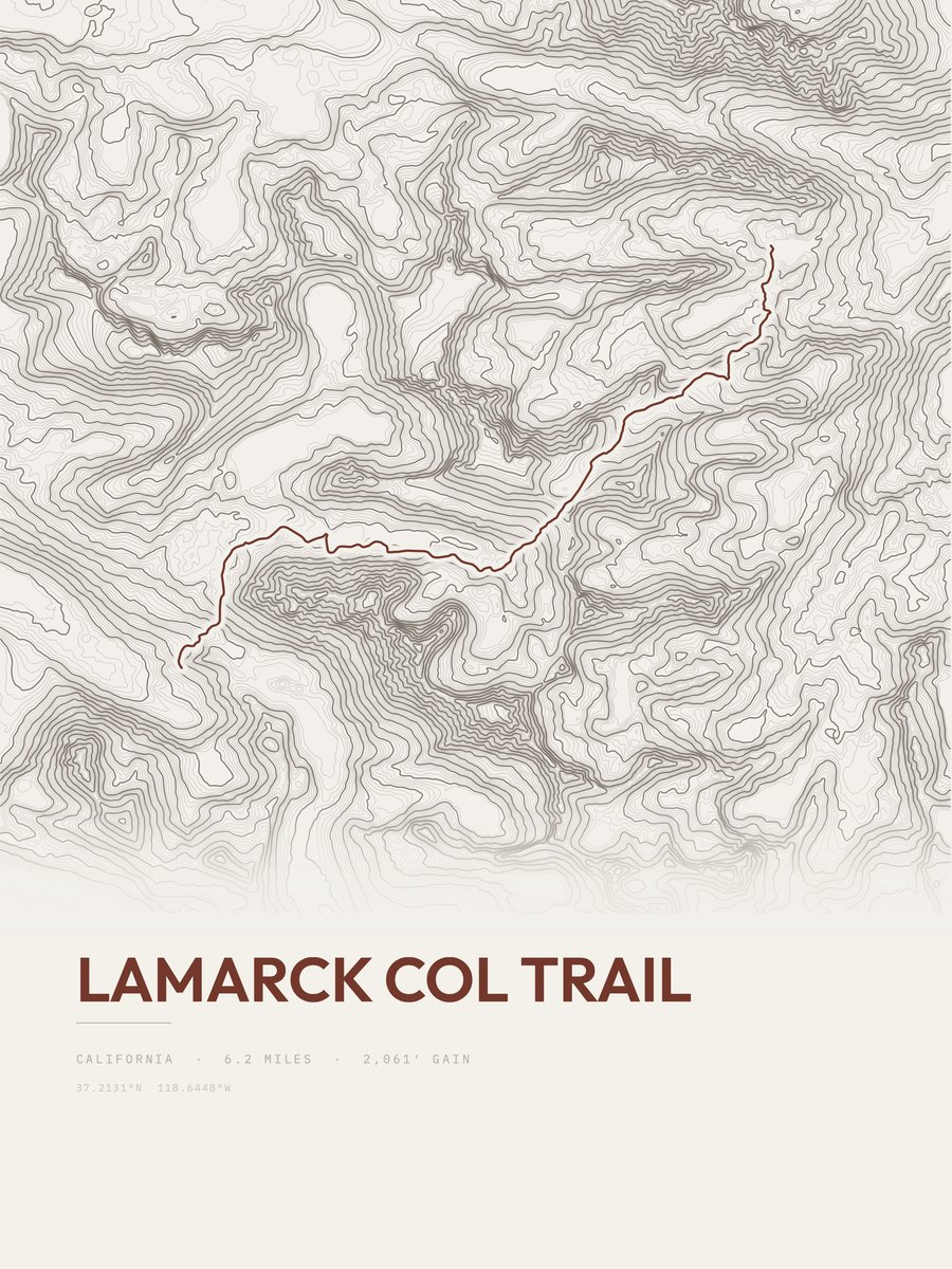 Lamarck Col Trail Topographic print