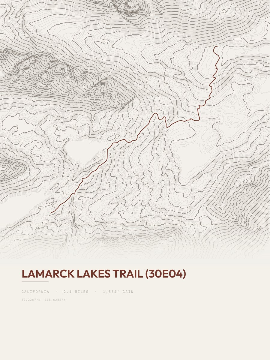 Lamarck Lakes Trail (30E04) Topographic print