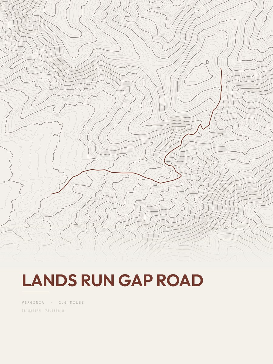 Lands Run Gap Road Topographic print