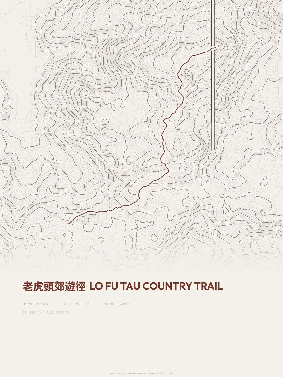 Lo Fu Tau Country Trail topographic trail print