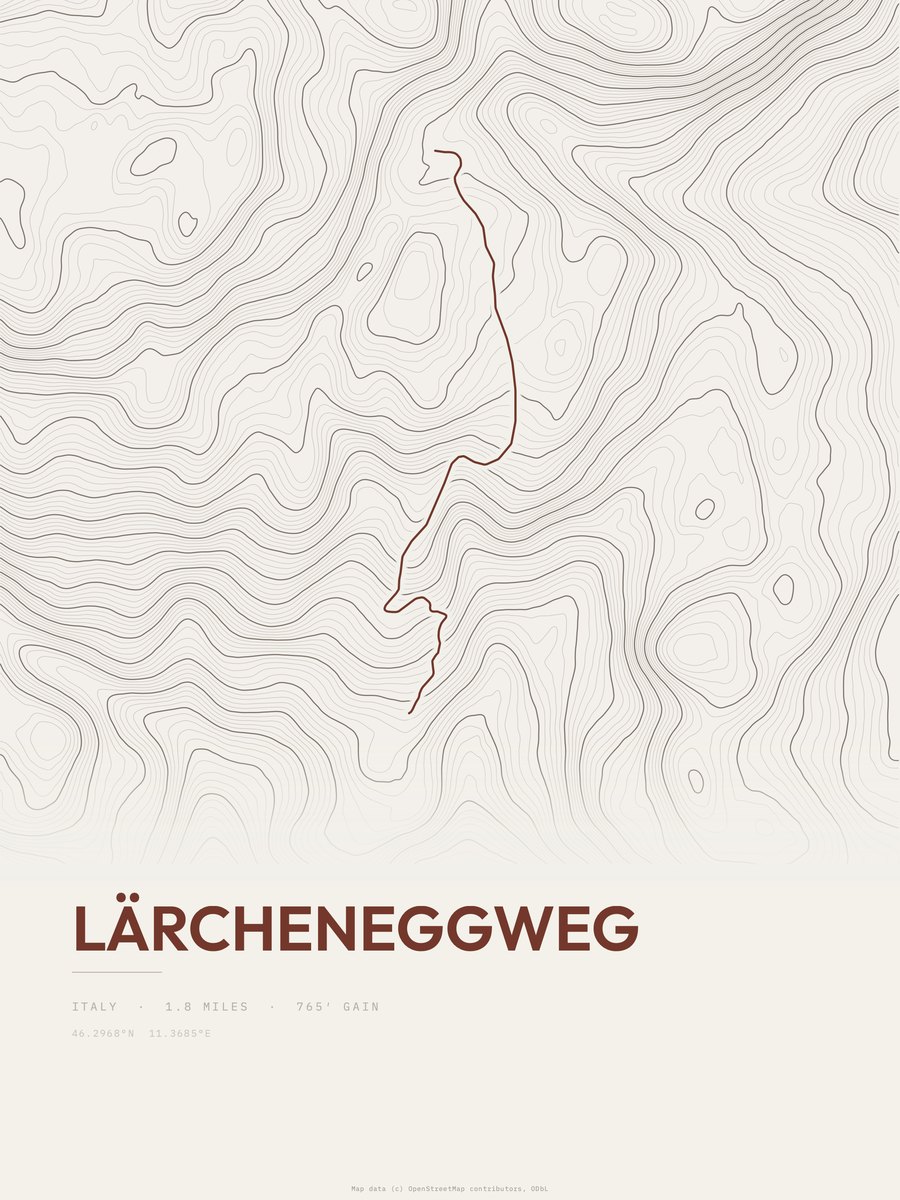 Lärcheneggweg Topographic print