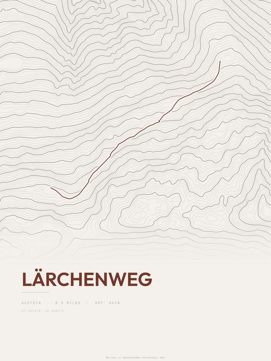 Lärchenweg Topographic print