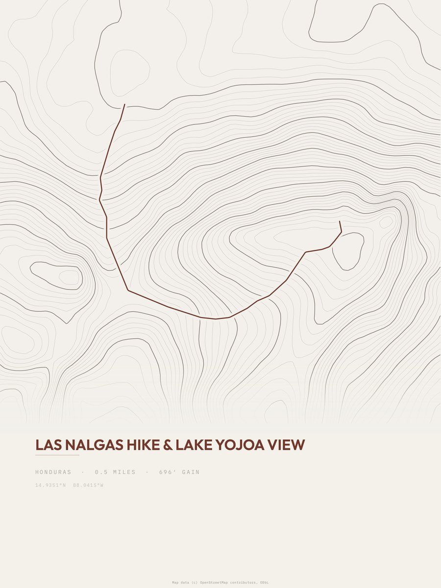 Las Nalgas Hike Topographic print