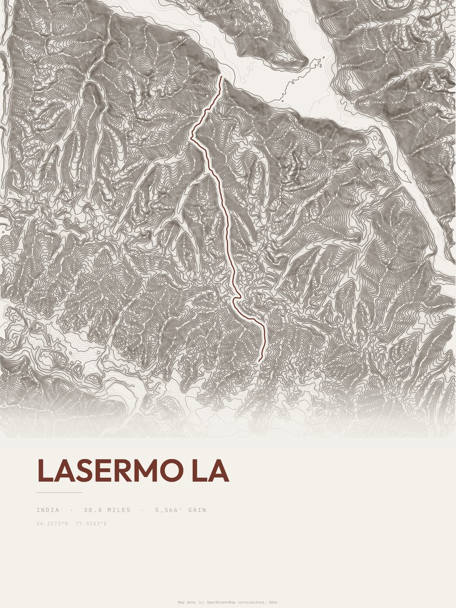 Lasermo La topographic trail print