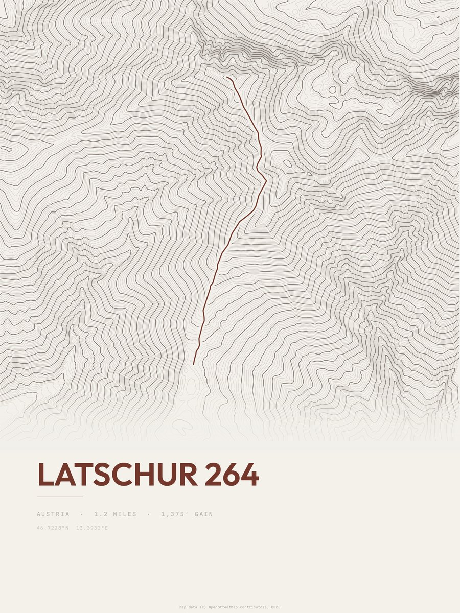 Latschur 264 topographic trail print
