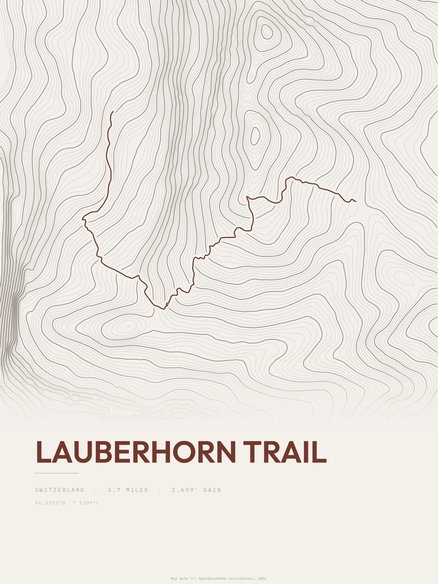 Lauberhorn Trail topographic trail print