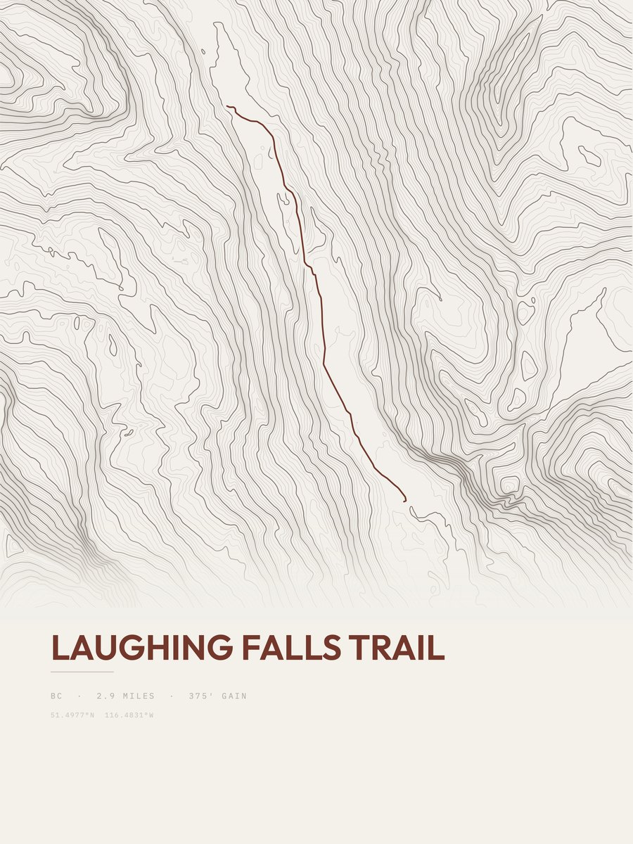 Laughing Falls Trail Topographic print