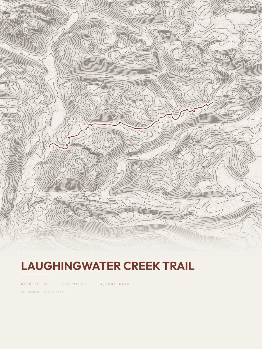 Laughingwater Creek Trail topographic trail print