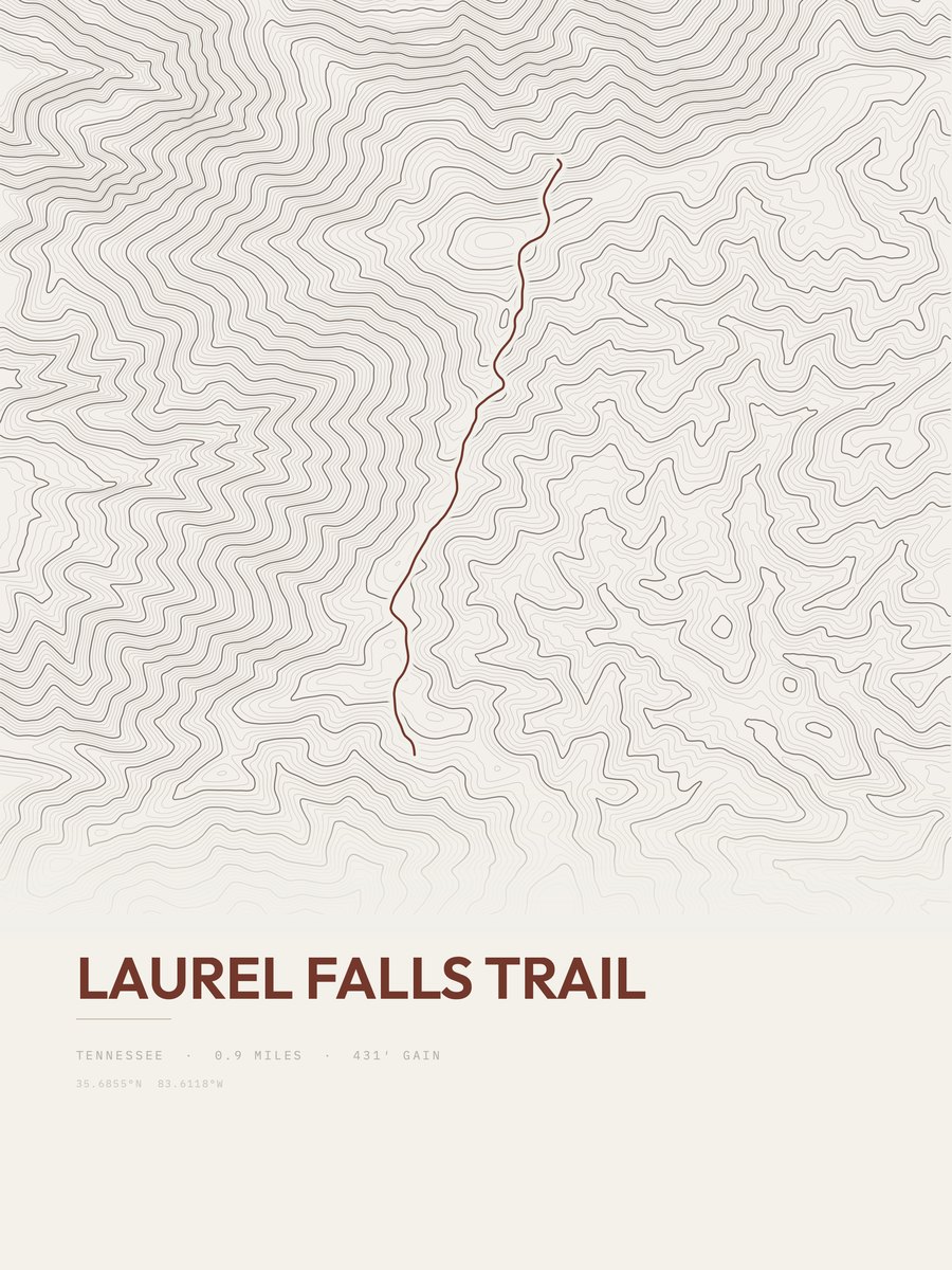 Laurel Falls Trail Topographic print
