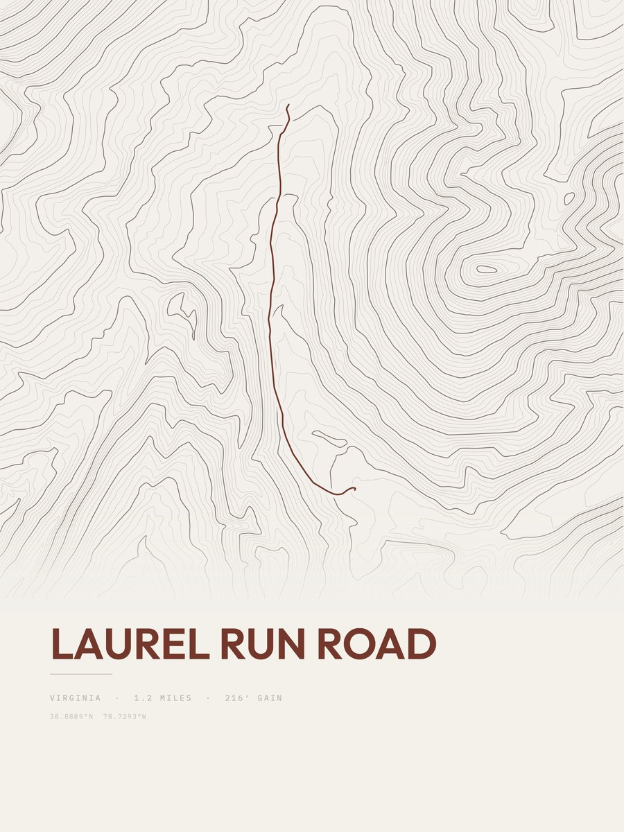 Laurel Run Road topographic trail print
