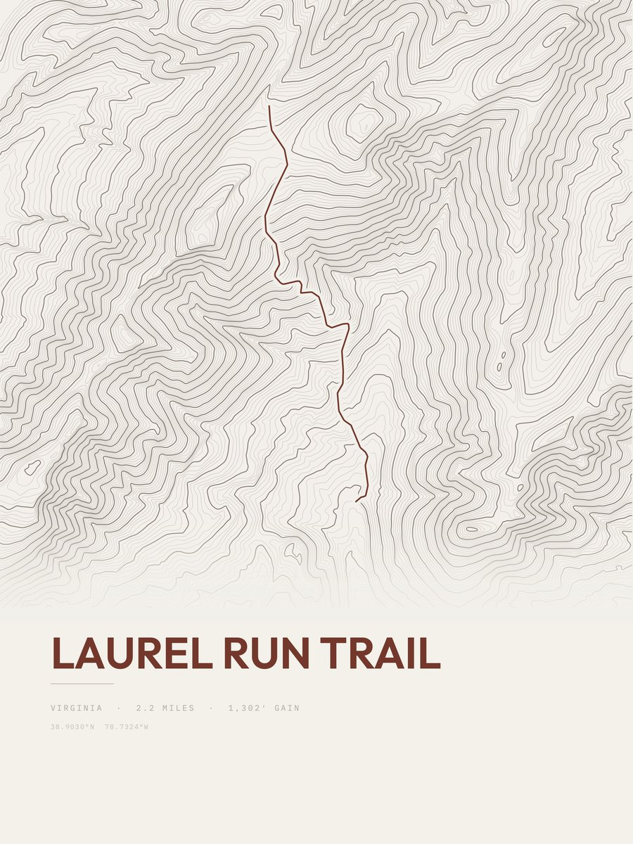 Laurel Run Trail Topographic print