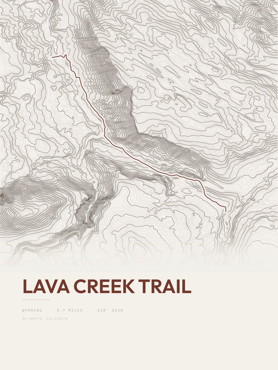 Lava Creek Trail topographic trail print