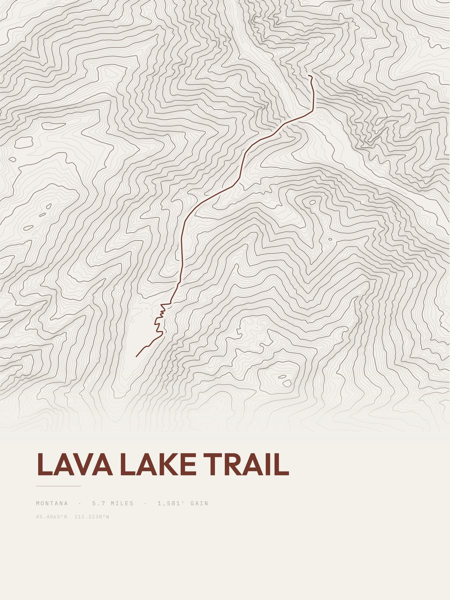 Lava Lake Trail topographic trail print