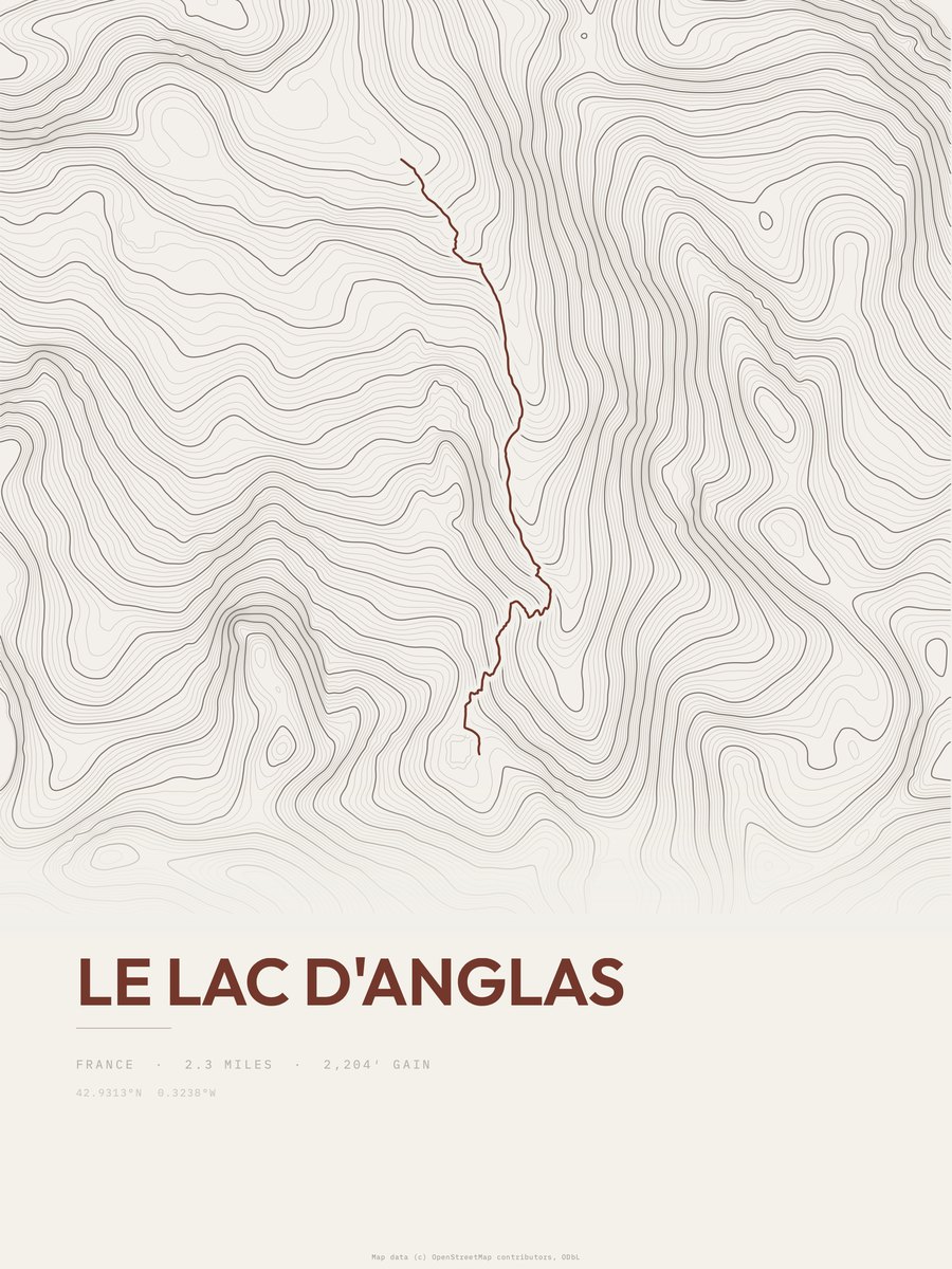Le Lac d'Anglas topographic trail print