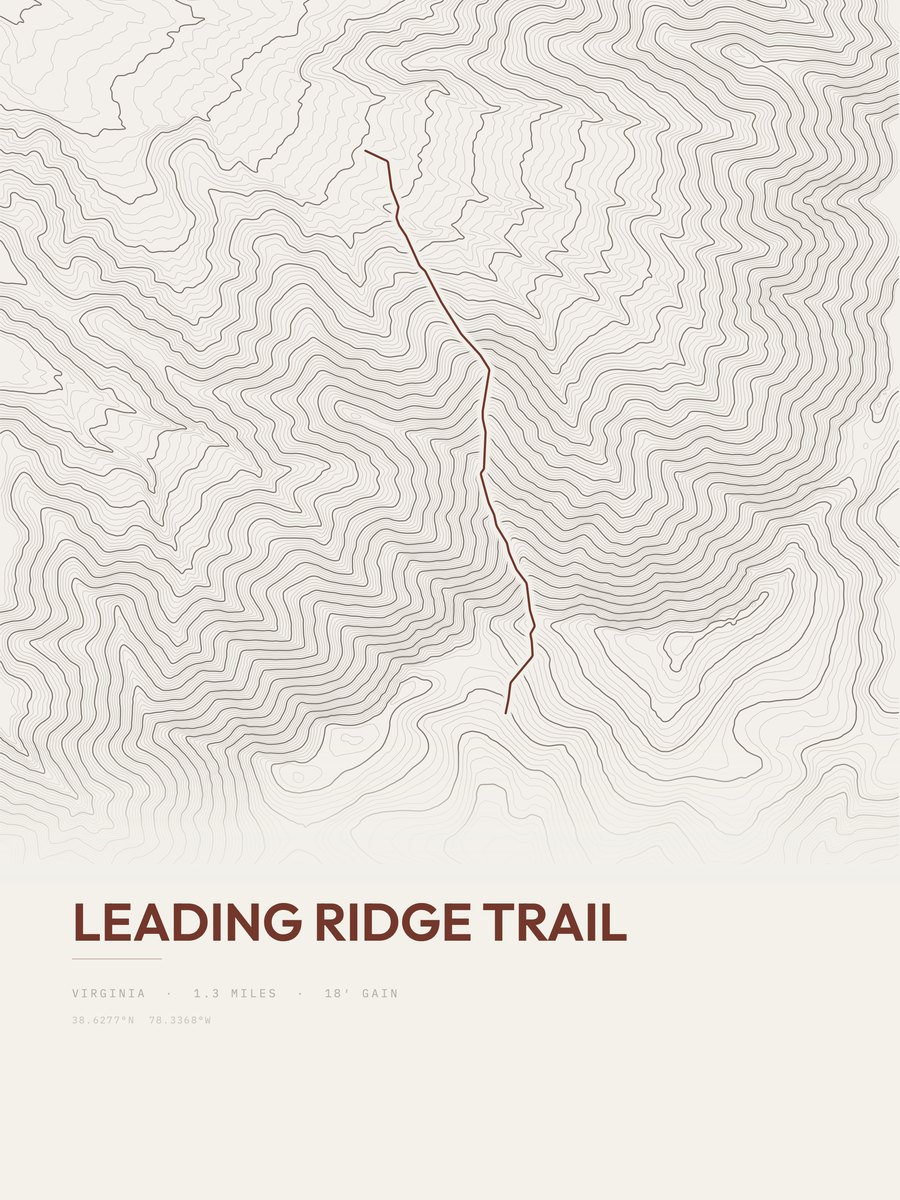 Leading Ridge Trail Topographic print