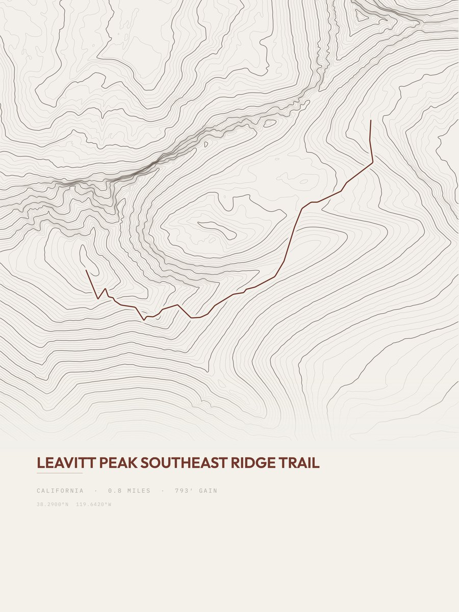 Leavitt Peak Southeast Ridge Topographic print