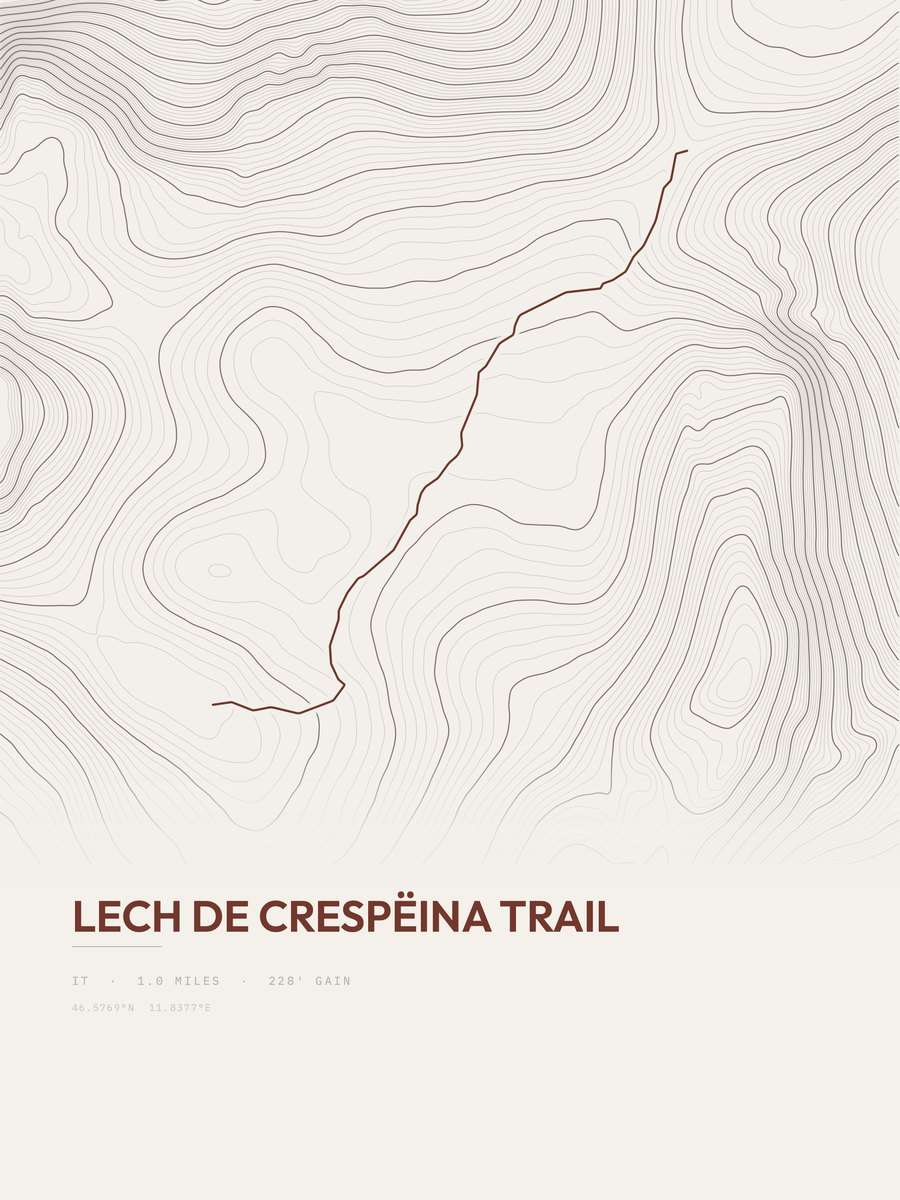 Lech de Crespëina Trail Topographic print