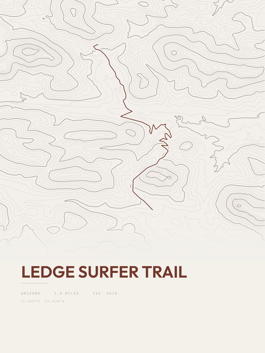 Ledge Surfer Trail topographic trail print