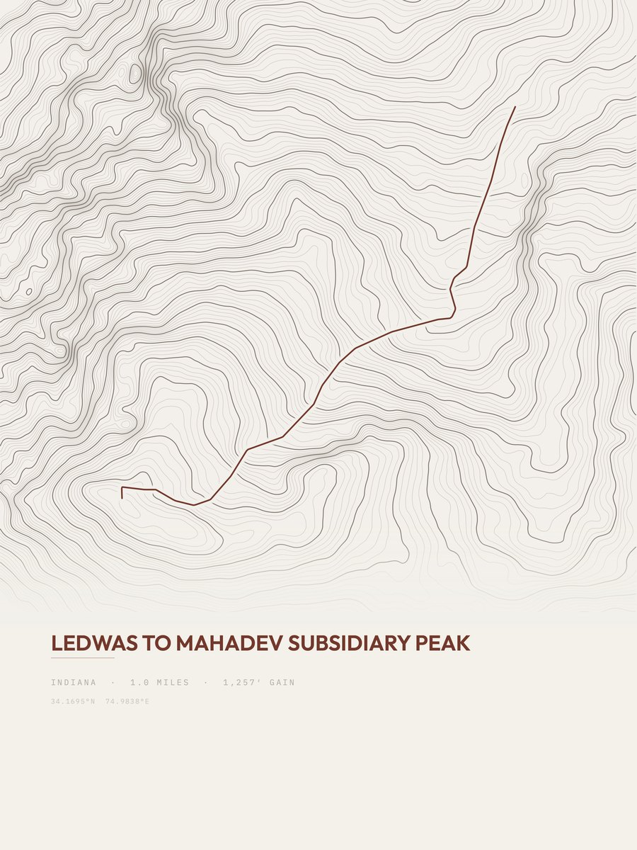 Mahadev Subsidiary Peak Topographic print