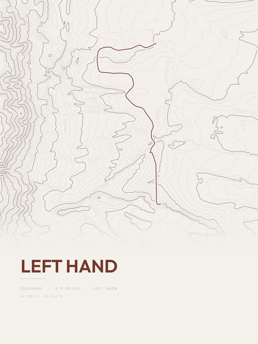 Left Hand topographic trail print