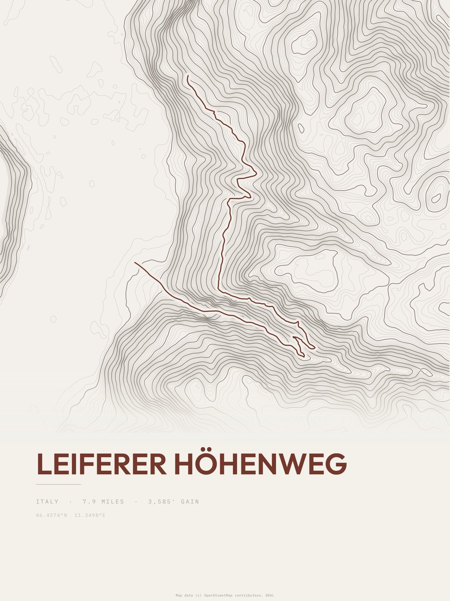 Leiferer Höhenweg topographic trail print