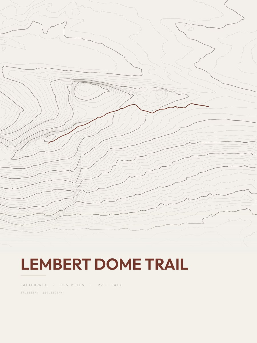 Lembert Dome Trail Topographic print