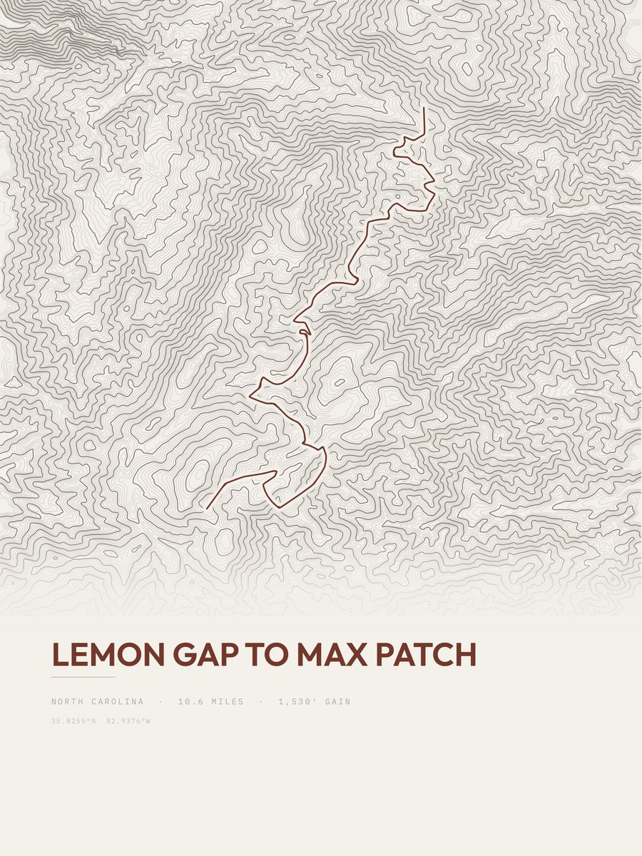 Lemon Gap to Max Patch Topographic print