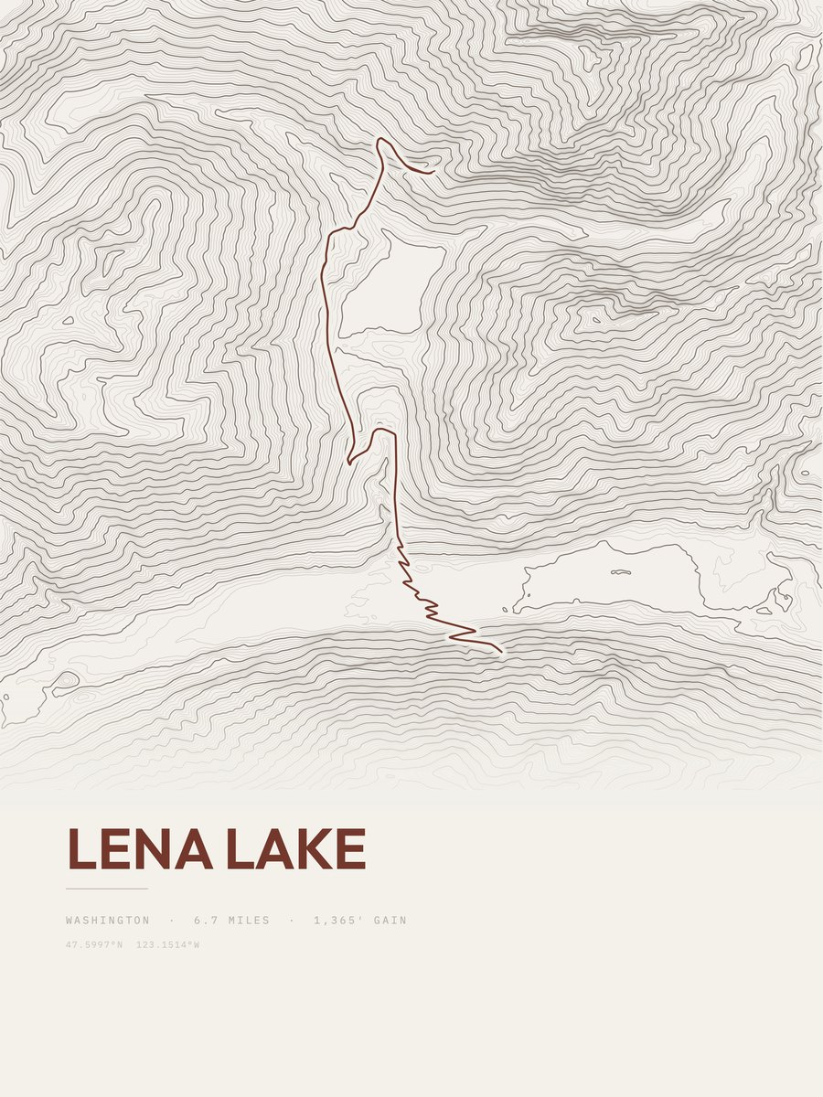 Lena Lake topographic trail print