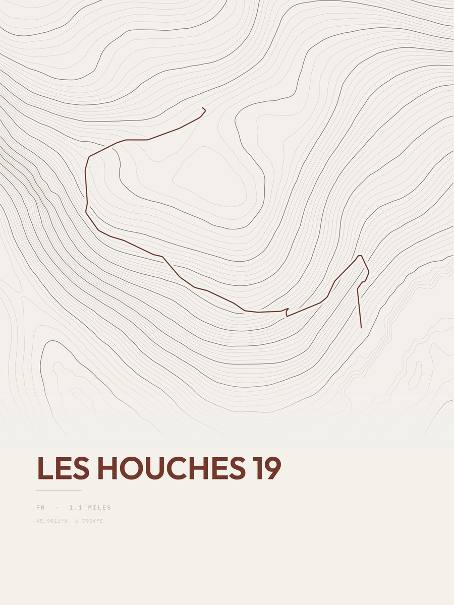 Les Houches 19 topographic trail print