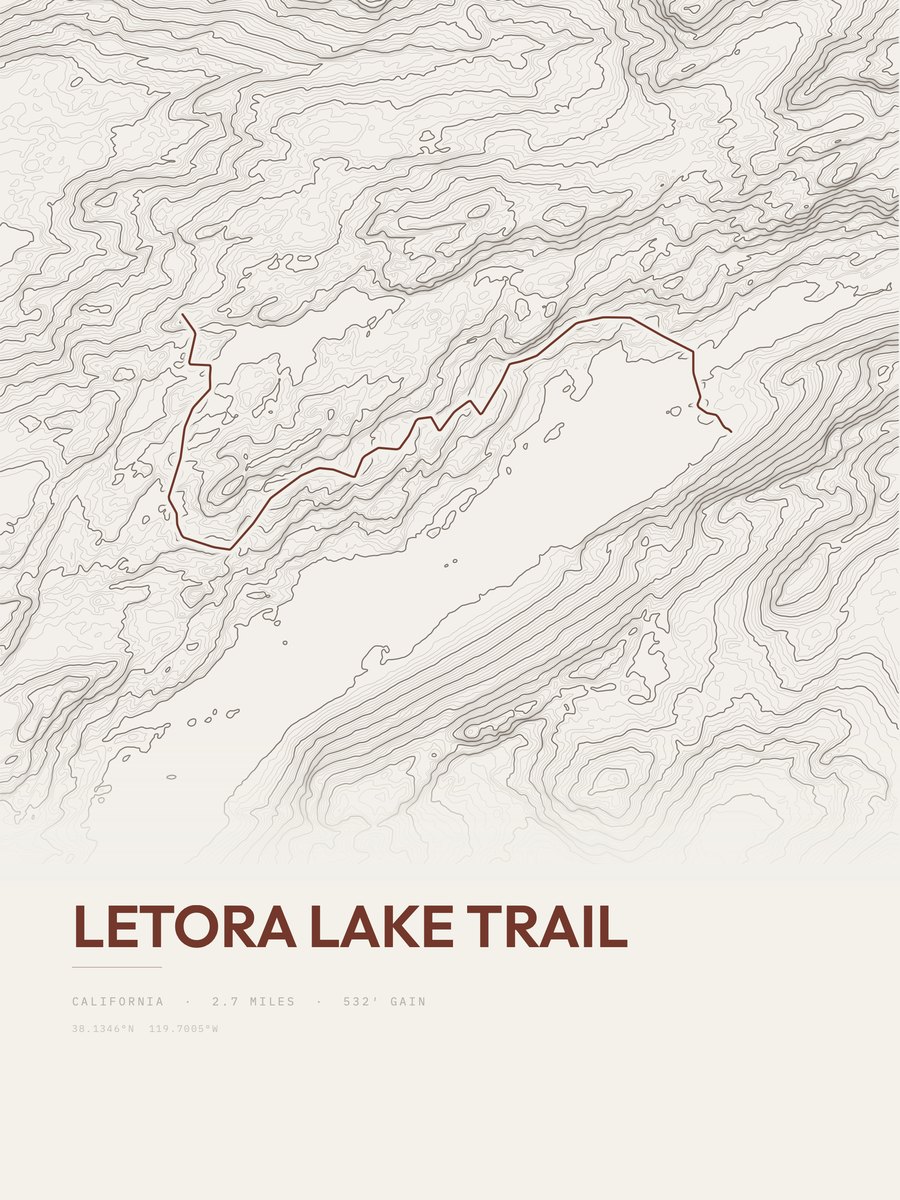 Letora Lake Trail Topographic print