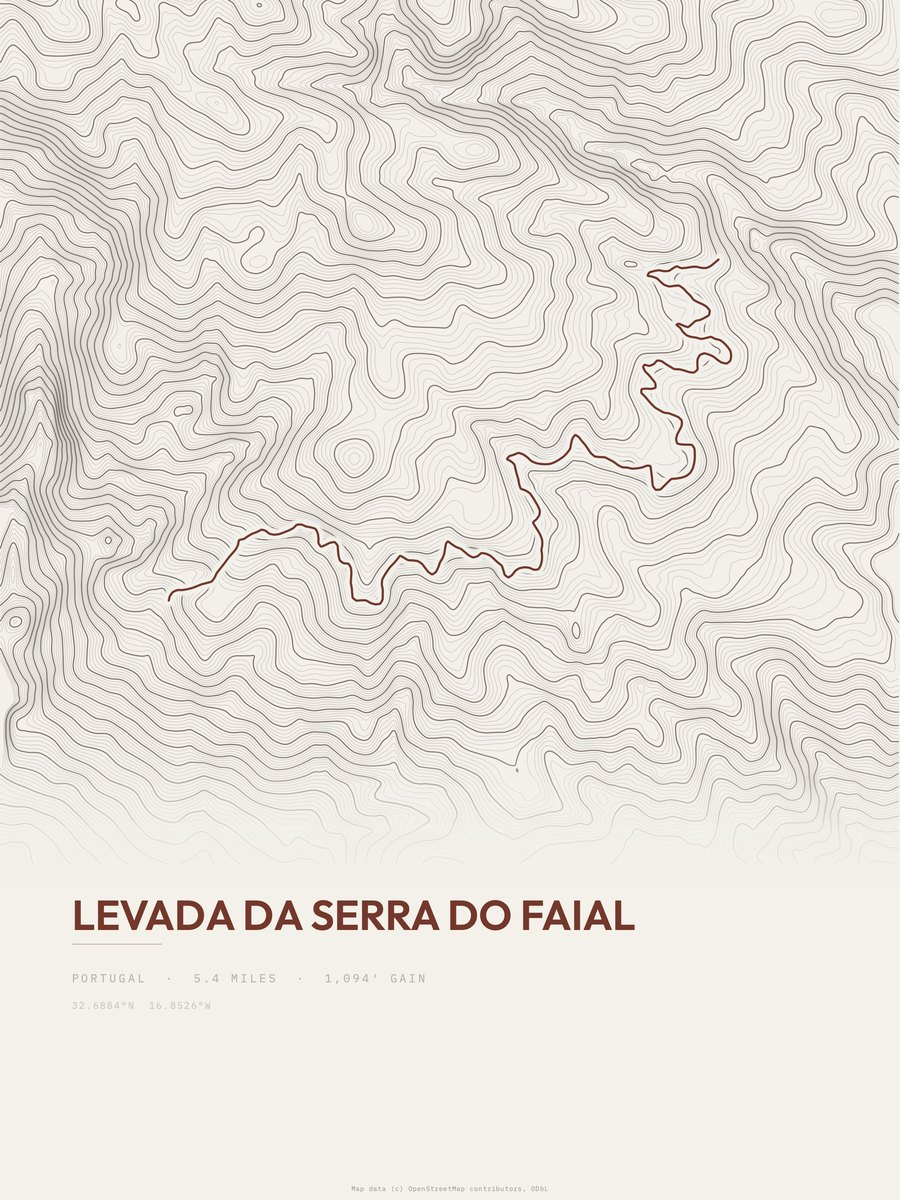 Levada da Serra do Faial Topographic print