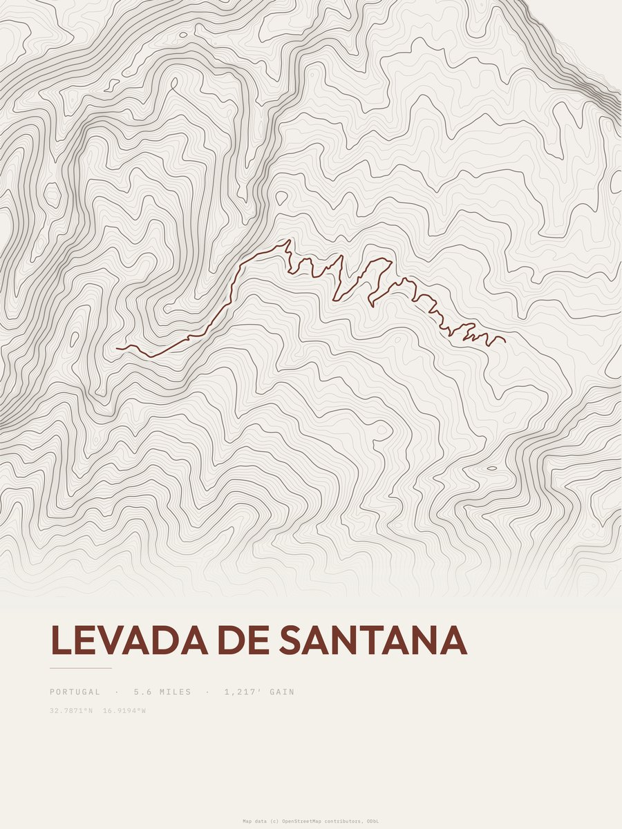 Levada de Santana Topographic print