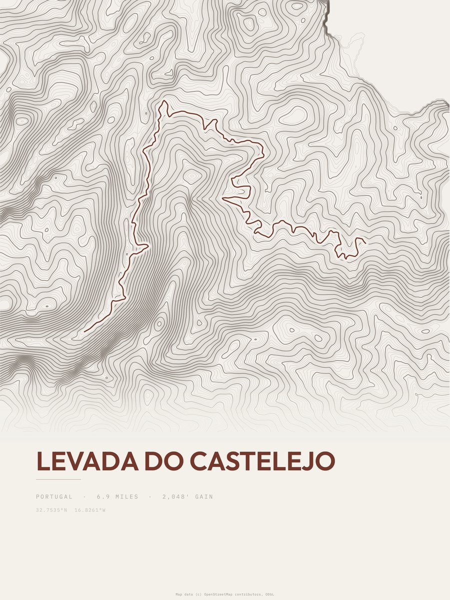 Levada do Castelejo Topographic print